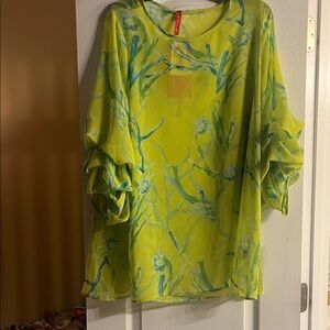IC COLLECTION Vibrant Green and Blue Tunic